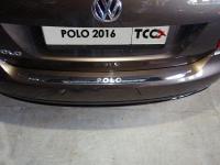 Volkswagen Polo (15–) Накладка на задний бампер (лист зеркальный надпись Polo)